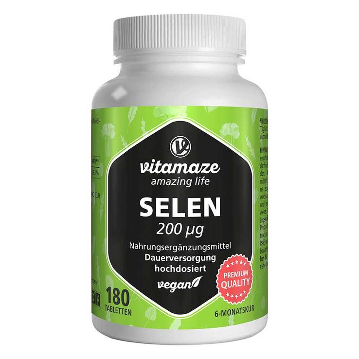Selen 200 µg hochdosiert vegan Tabletten, 180 St
