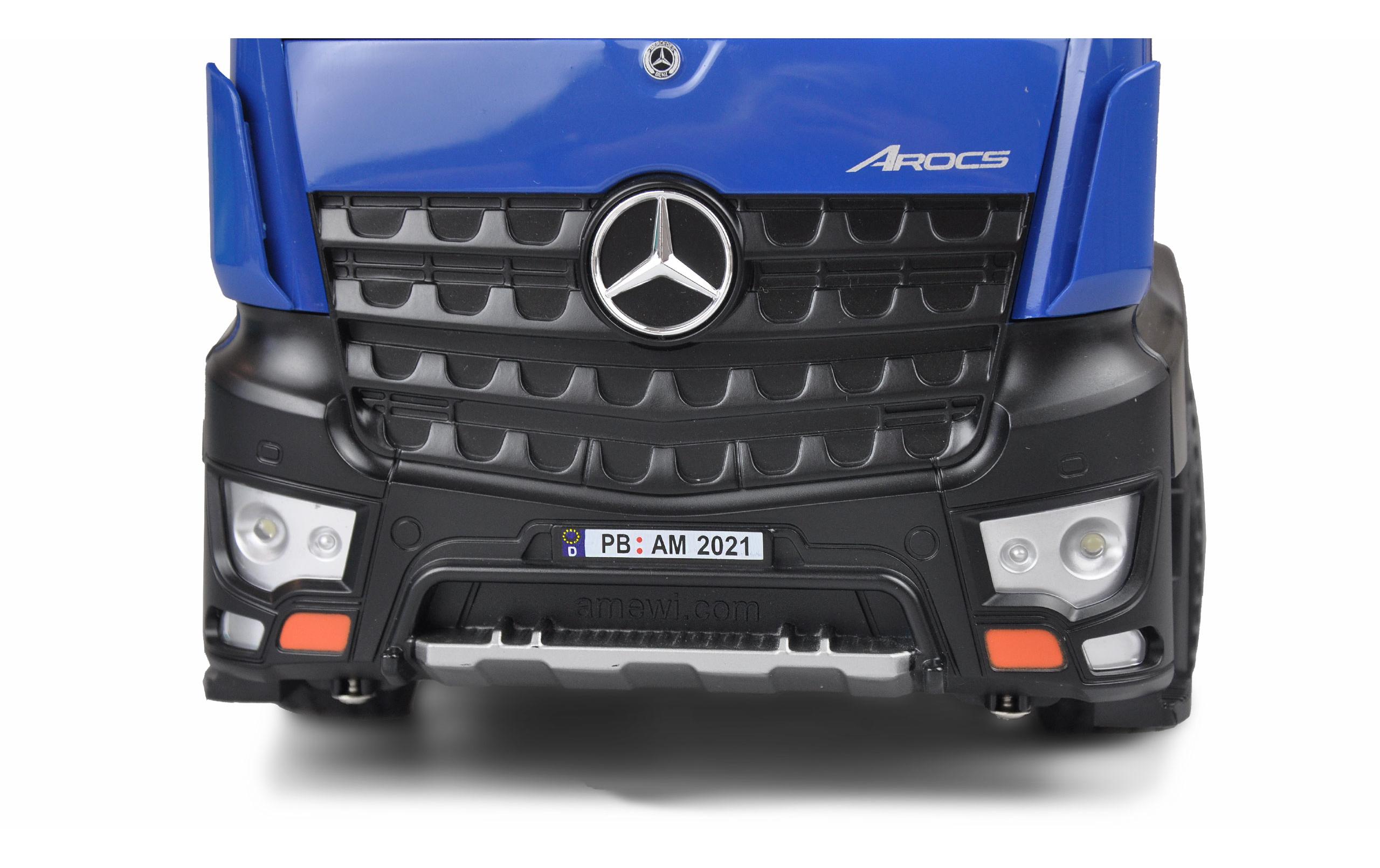Lastwagen Mercedes-Benz Arocs 6x4, Blau 1:18, RTR<br>Detailliertes Lastwagen Modell mit Kipper und LED Beleuchtung