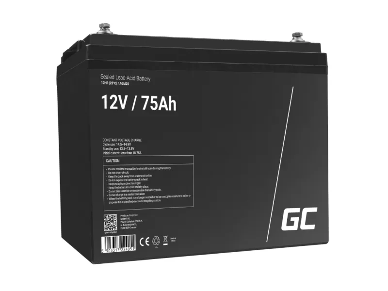 Green Cell - UPS-batteri - 1 x batteri - Sealed Lead Acid (SLA) - 75 Ah - sort