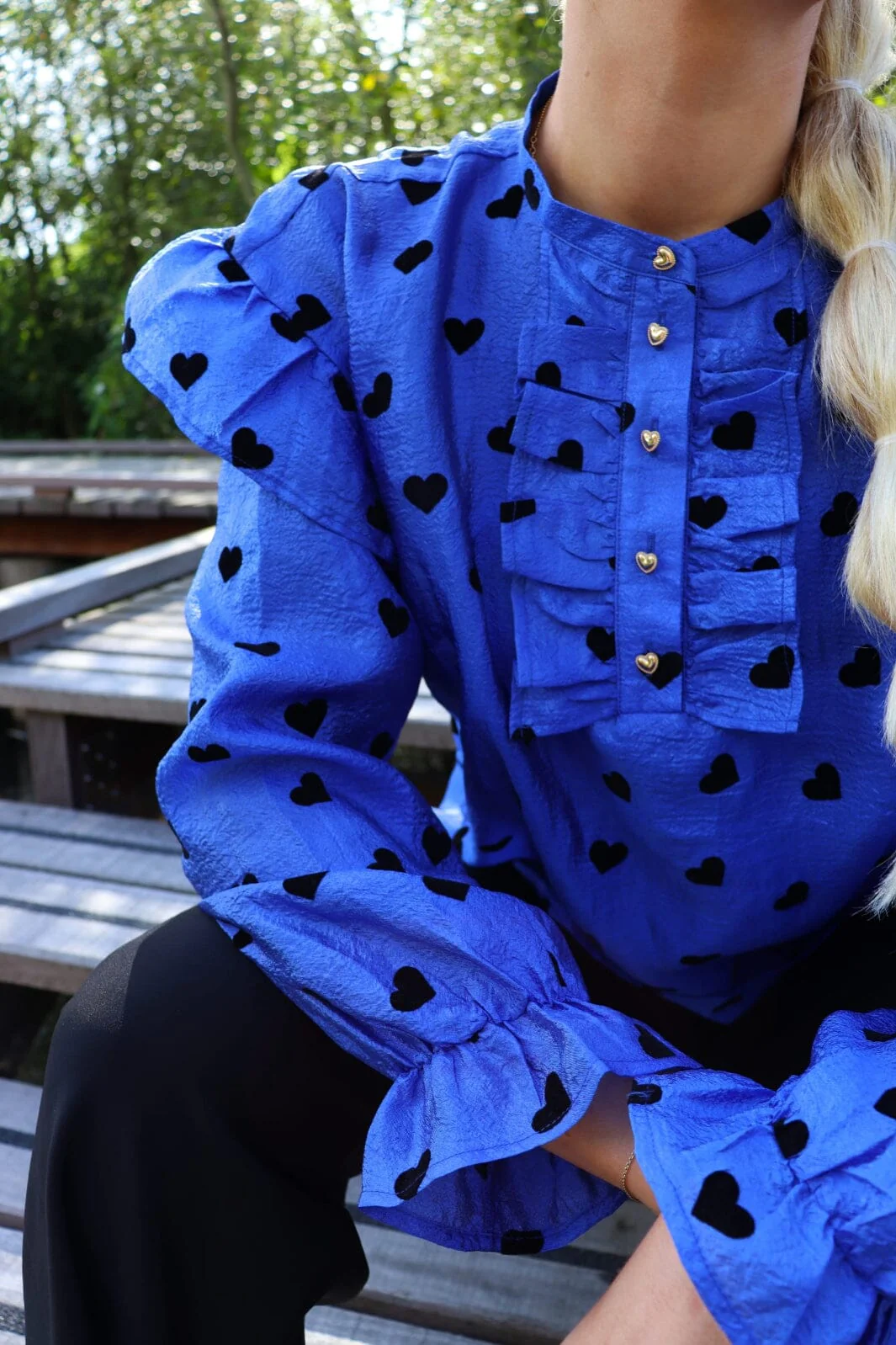 Liberte Tia-Ls-Frill Blouse 22075 cobolt blue black heart