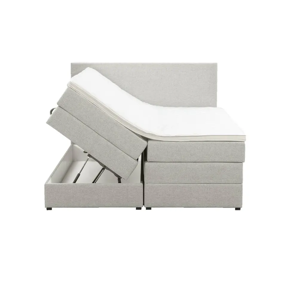 Boxspring met opbergruimte Liv egaal - ecru - 160x200 cm