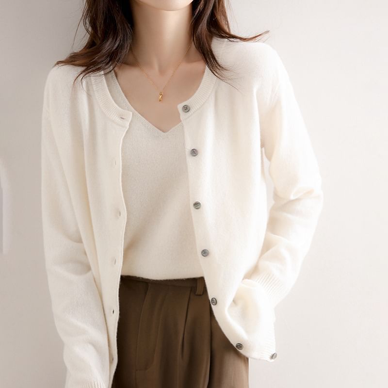 Weelop - Effen Cardigan met Ronde Hals