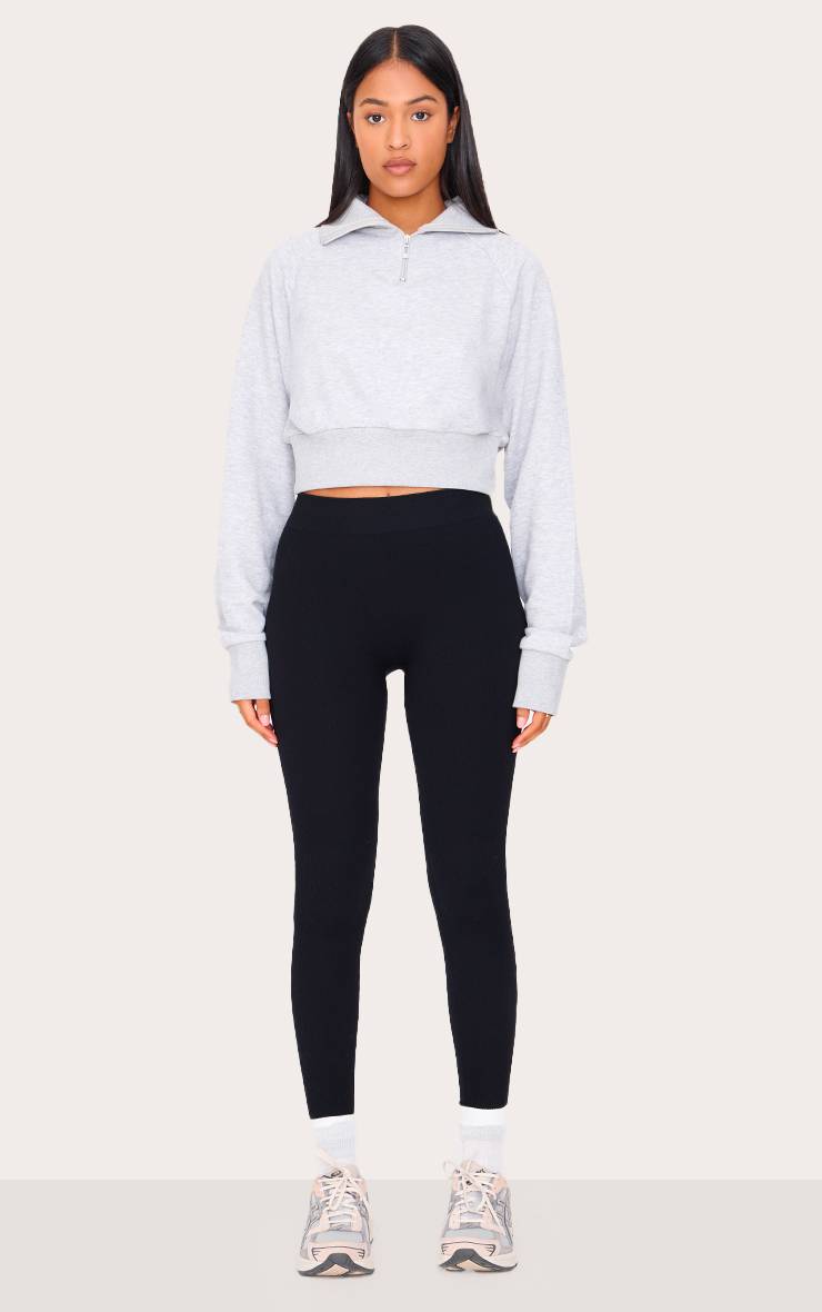 Noir Legging Côtelé Structuré À Effet Sculptant Pour Grandes Tailles