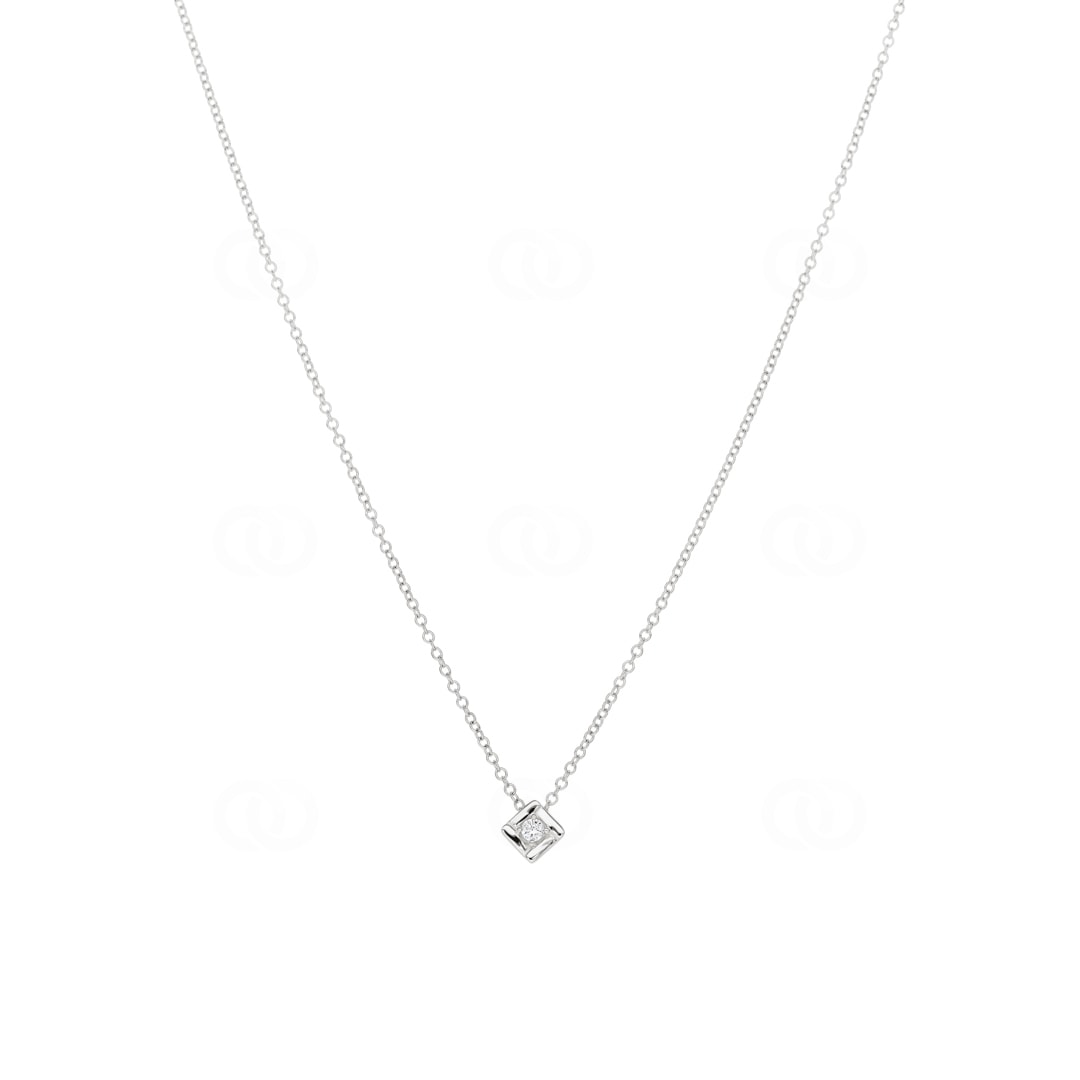 Collier mit Anhänger 750/18 K Weissgold mit Diamant 0.04ct H/Si