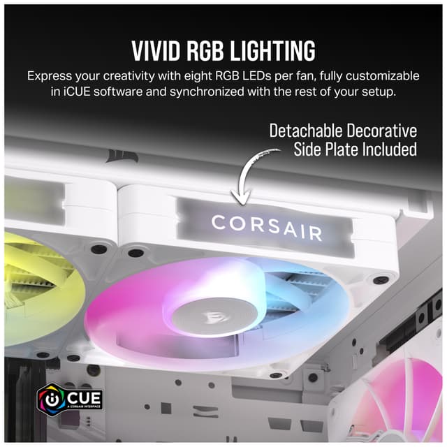 Corsair iCUE LINK RX120 RGB 120mm PWM blæser startsæt (3-pakke, hvid)