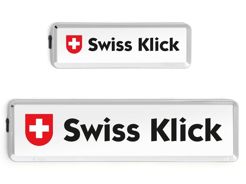 Swiss Klick Kennzeichenhalterset Langformat Chrom Glanz Nummernschild-Set 8 x 30 cm und 11 x 51 cm