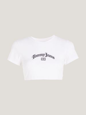 Camiseta cropped com logo