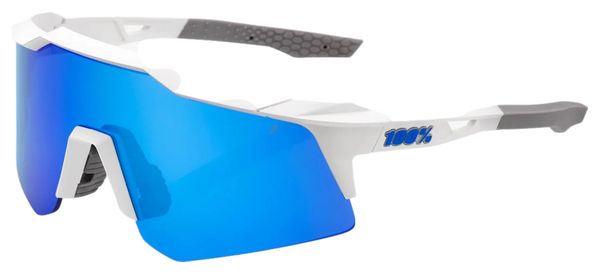 Lunettes 100% Speedcraft SL - Movistar Team Blanc - Verres Hiper Miroir Multicouche Bleu