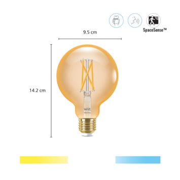 WiZ Connected LED globe E27 50W filament gold koel tot warmwit licht dimbaar