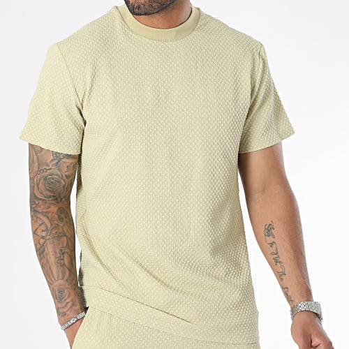 Ensemble Tee Shirt Et Short Jogging Vert Kaki Clair