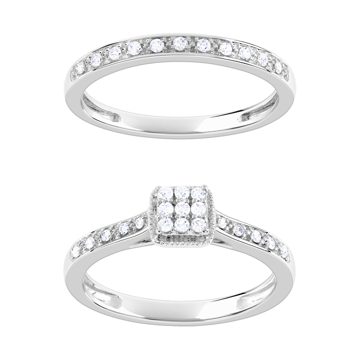 Bague et alliance 1/2 tour 2 ors 750 diamant