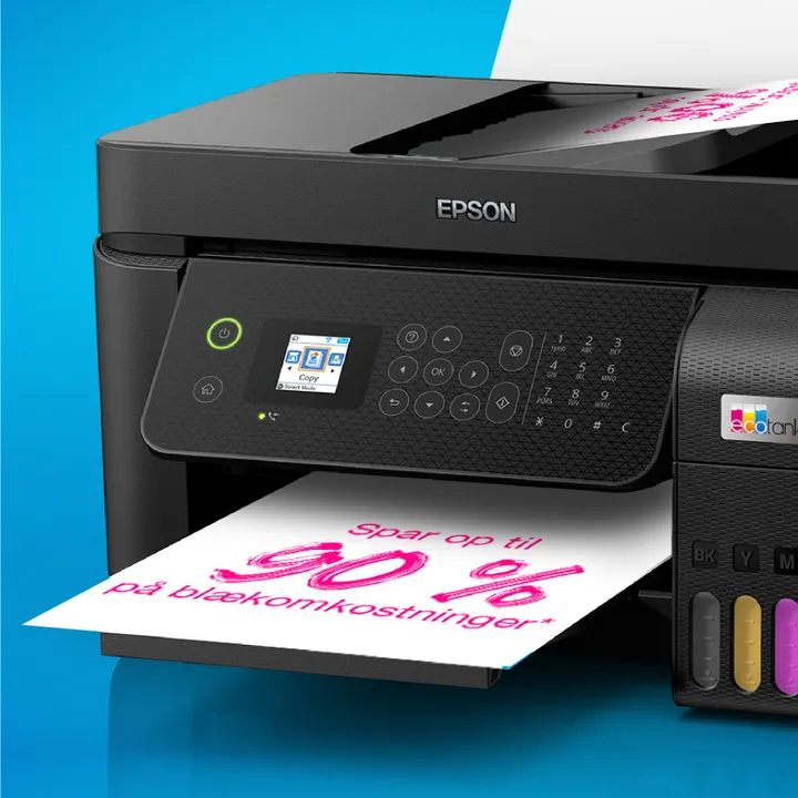 Epson EcoTank ET-4800 - Multifunktionsprinter - farve - blækprinter - kan genopfyldes - A4 (medie) - op til 10 spm (udskriver) - 100 ark - 33.6 Kbps - USB, LAN, Wi-Fi - sort