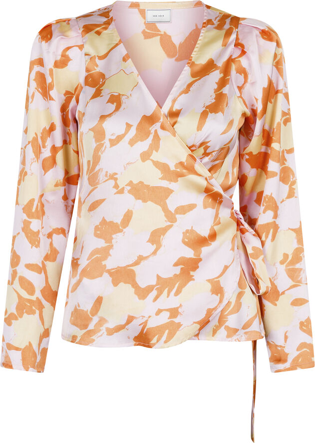 Neo Noir Milana Flower Brush Blouse Tangerine