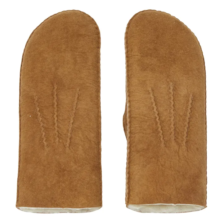 Bellerose Moufles Manson Fourrées Cuir Suede - Collection Femme  | Camel