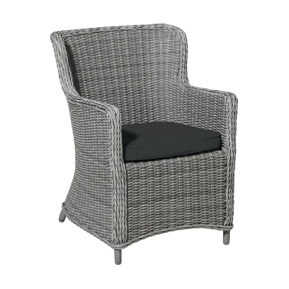 Madison - Zitkussen Wicker Dark grey canvas eco  - Ca. 48x48 cm - Set van 4