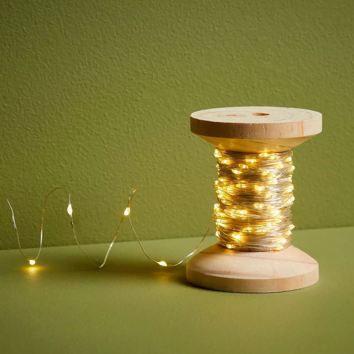 Guirlande lumineuse déco 10 m Bobine bois et Argent