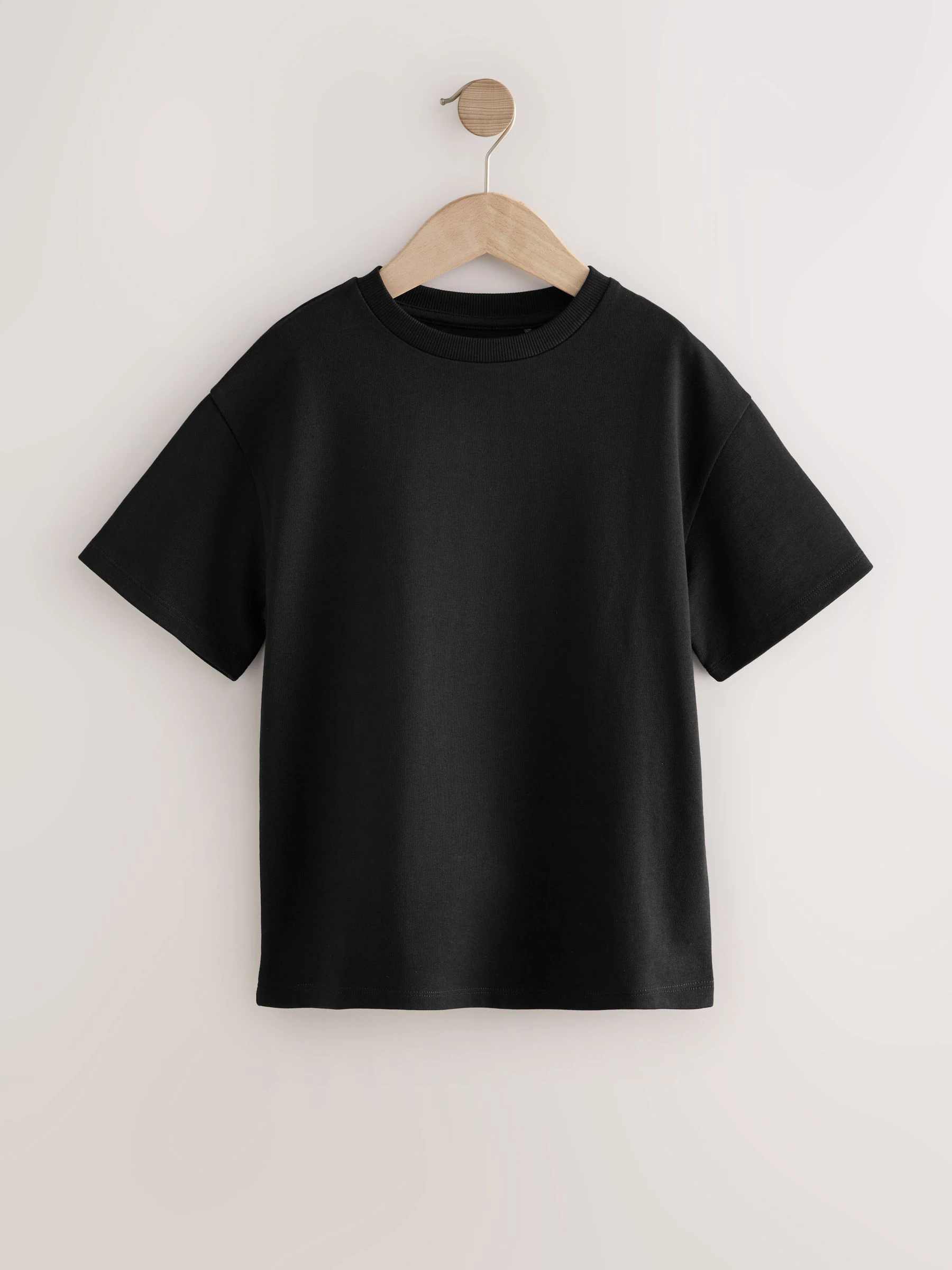 Zwart - Oversized zwaargewicht 100% katoenen T-shirt (3-16jaar)
