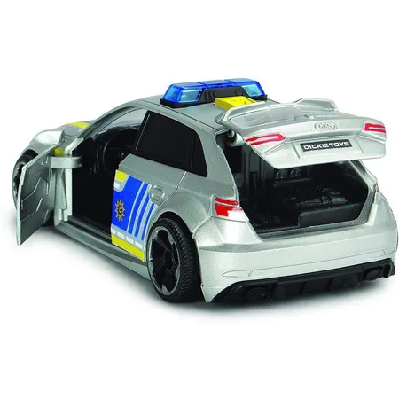 Dickie Toys Audi RS3 Polizeiauto mit Friktion, Licht & Sound, Zubehör, 1:32
