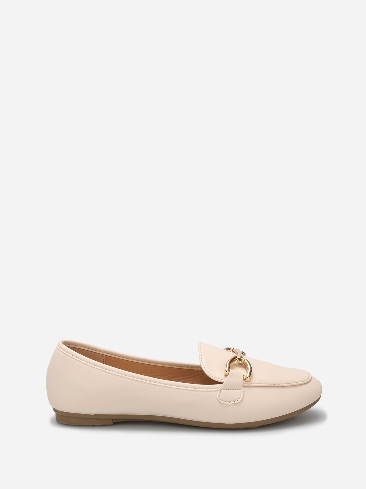 Mocassins en simili à détail mors- Beige