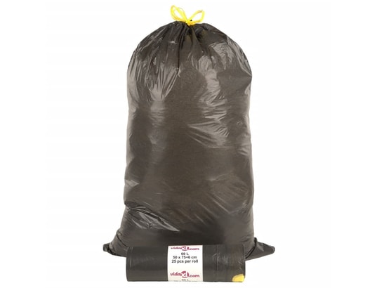 VIDAXL - Sacs poubelles avec cordons 250 pcs noir 60 l