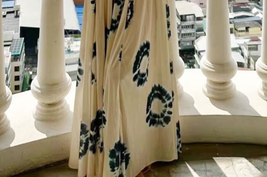 Egsy - Halter maxi-zonnejurk met patroon