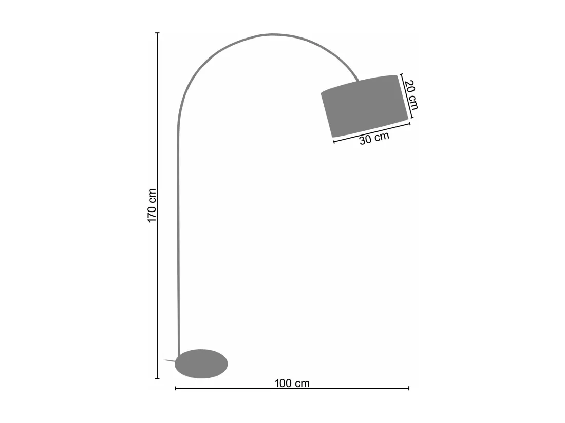 Lampadaire arc métal aluminium orange 190 cm.