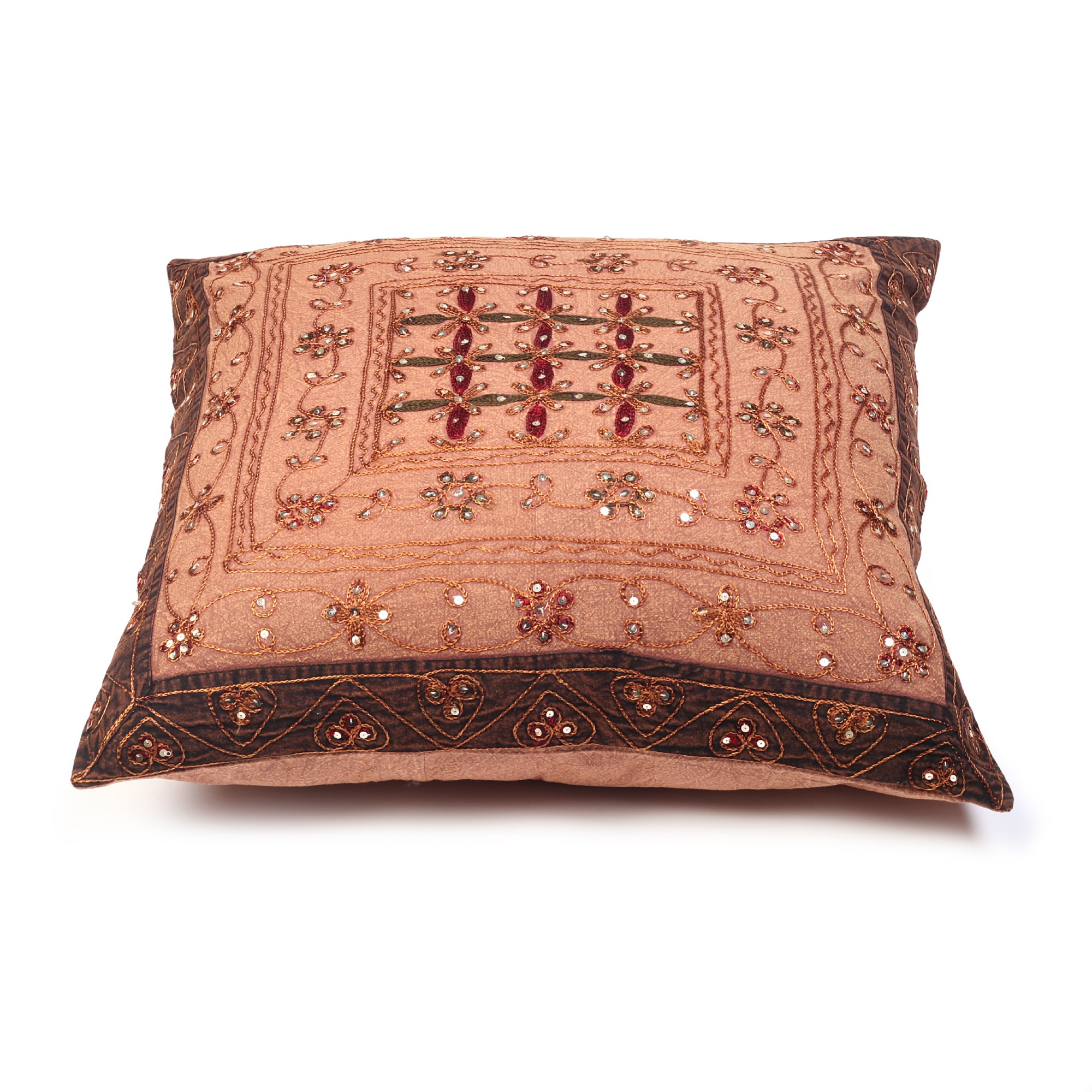Kissenhülle 'Sitara', rosa, braun, L 60 cm, B 60 cm von fischer's lagerhaus