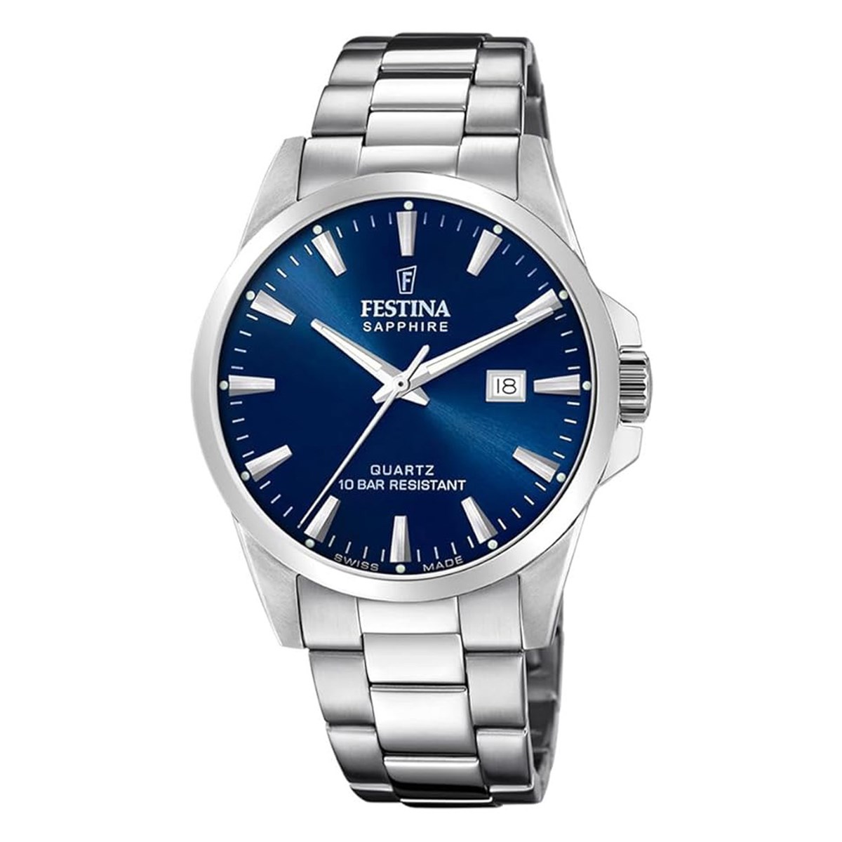 Montre Festina acier cadran bleuCollection Swiss Made