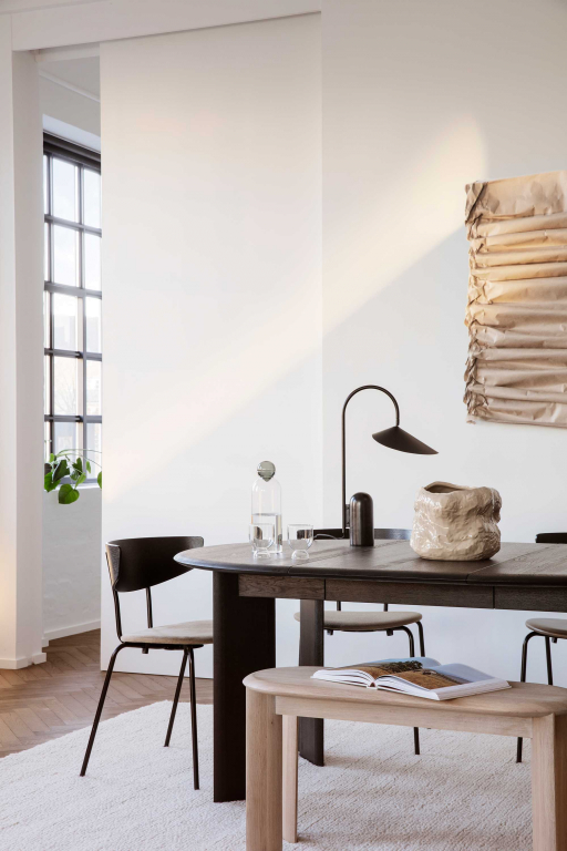 Ferm Living Bevel eetbank 90 wit geolied eiken