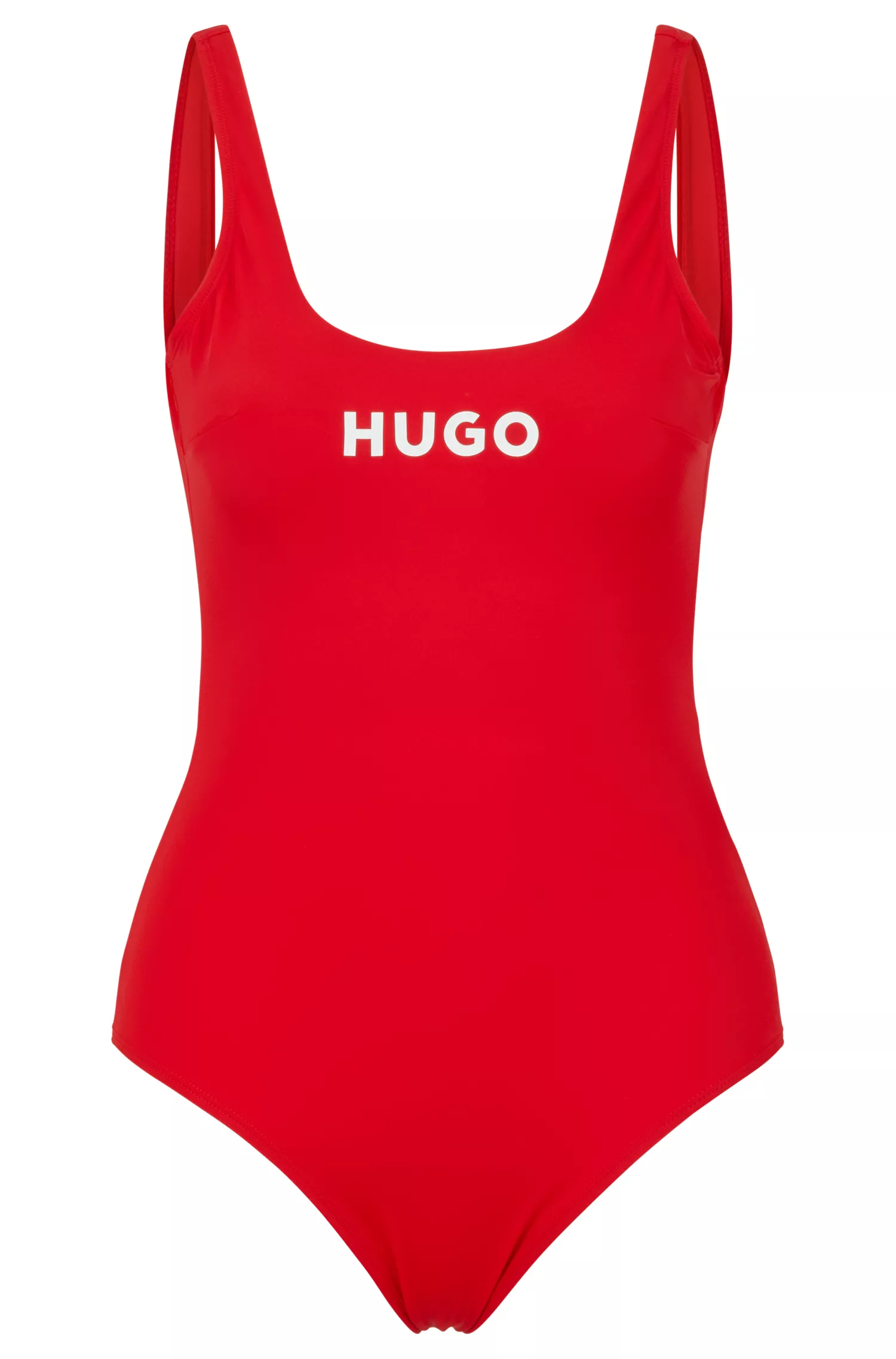 Maiô HUGO vermelho super elástico com logotipo contrastante