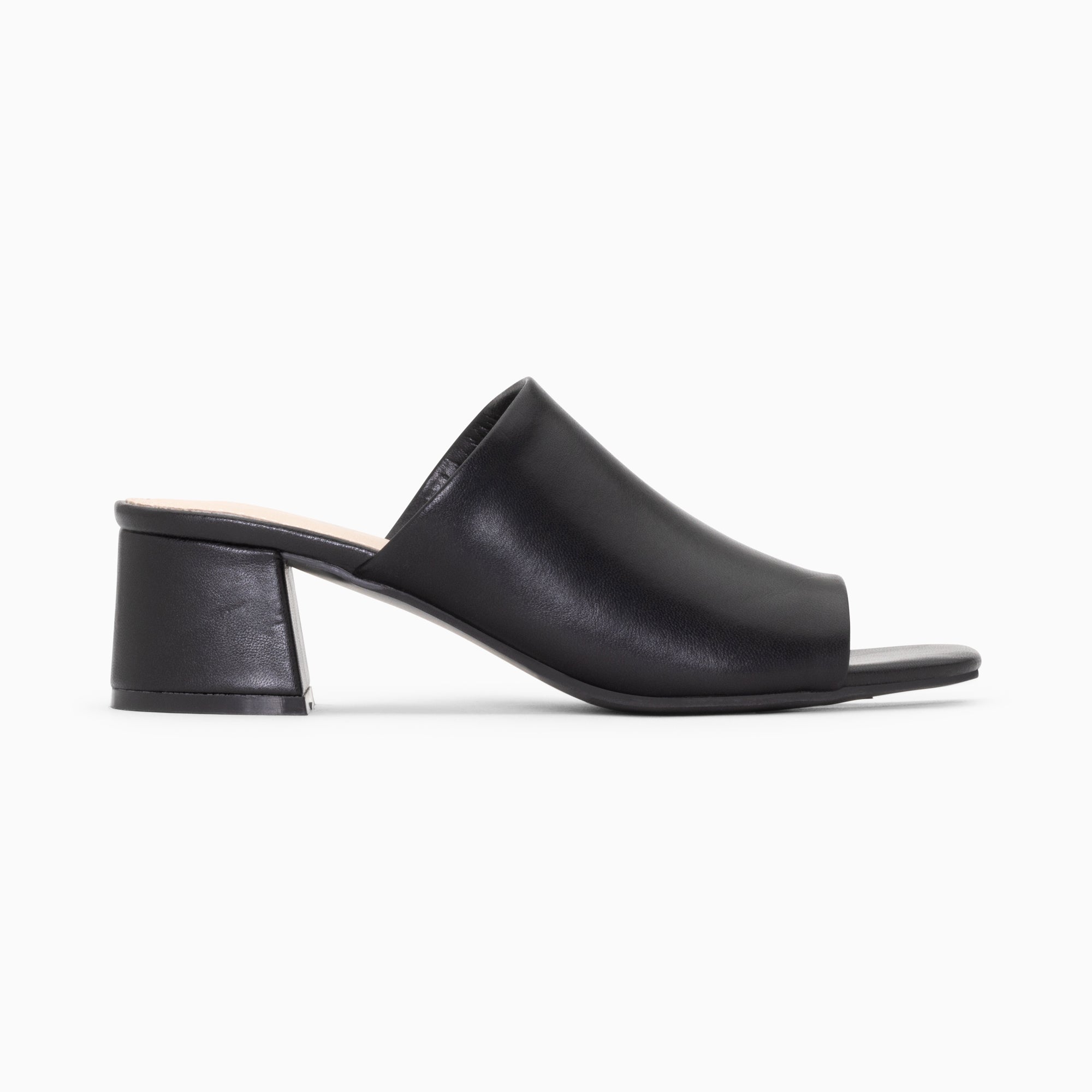 Sandales à talon, Compensées-Mules peep-toe Helène noires à talon