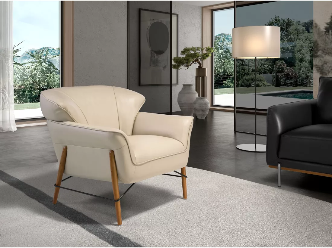 Fauteuil en cuir sable 5129 ANGEL CERDA