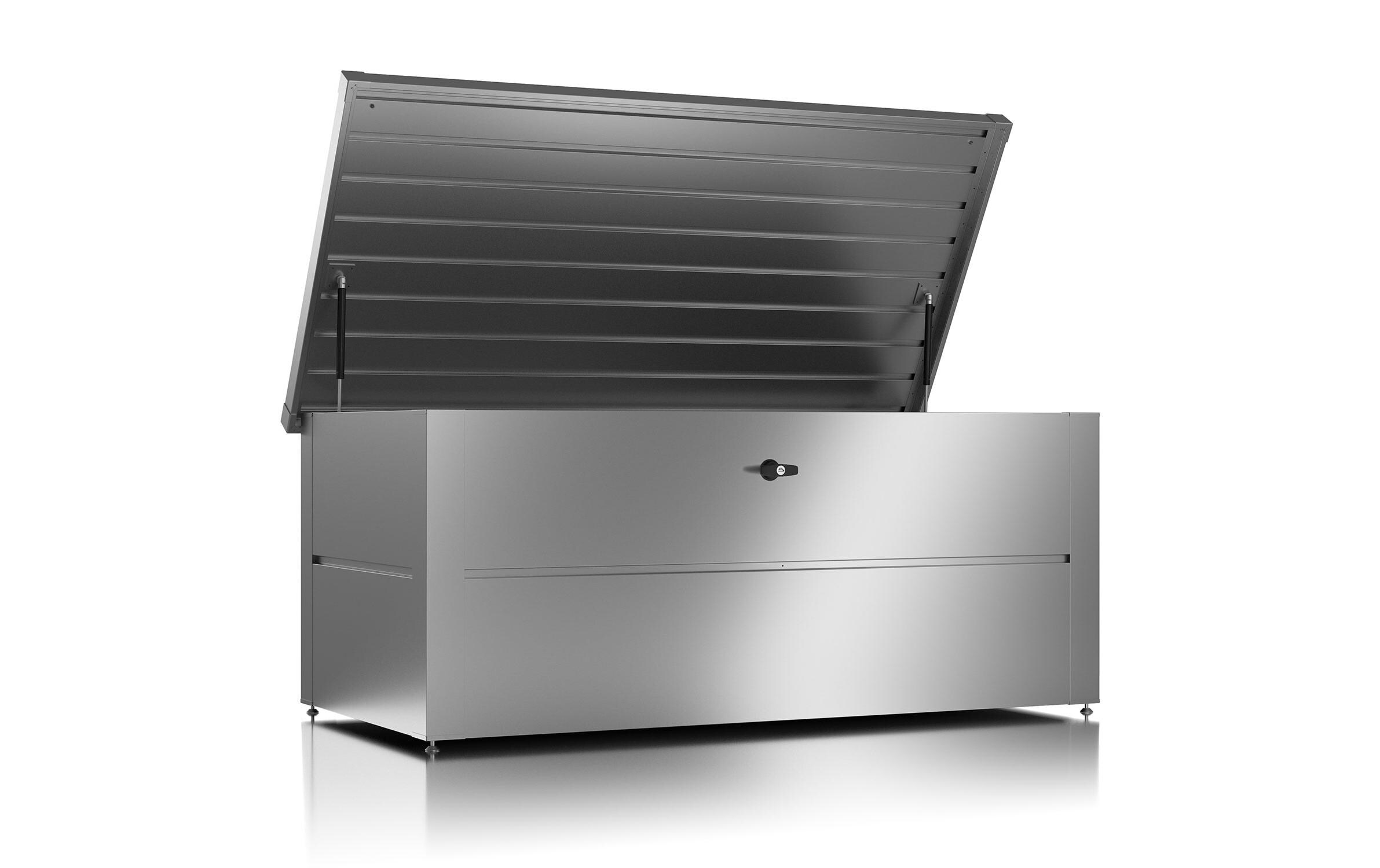 Gartenbox M mit Schloss, 165 x 85 x 73 cm, Silber<br>Aufbewahrungsbox für den Garten