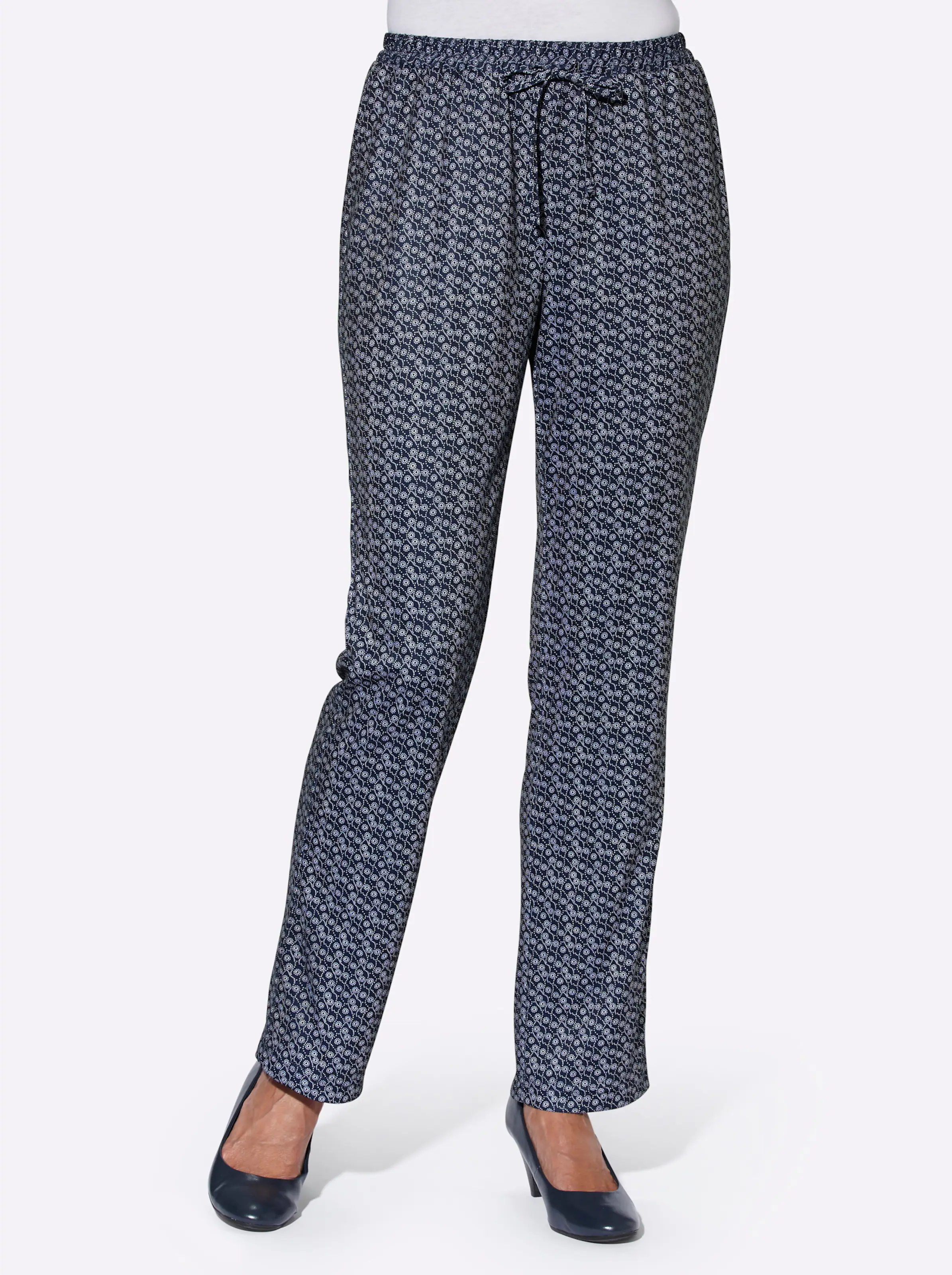 Jerseyhose in marine-gewellt