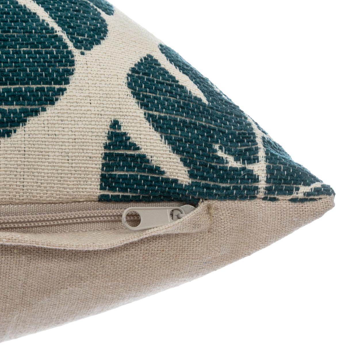 HOUSSE COUSSIN CHENILLE FEUILLE VERT 40X40CM