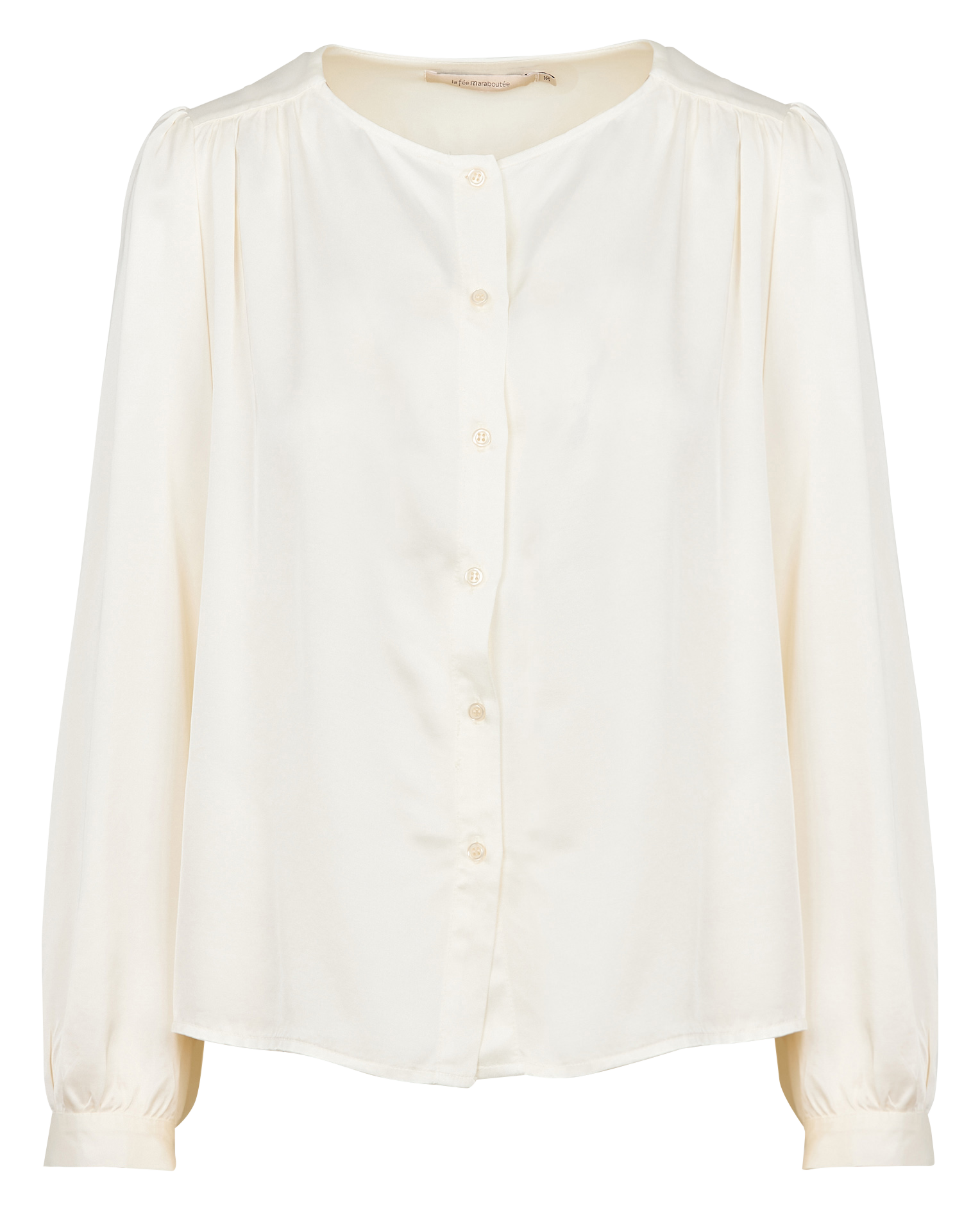 Chemisier ample col rond satiné | Blanc