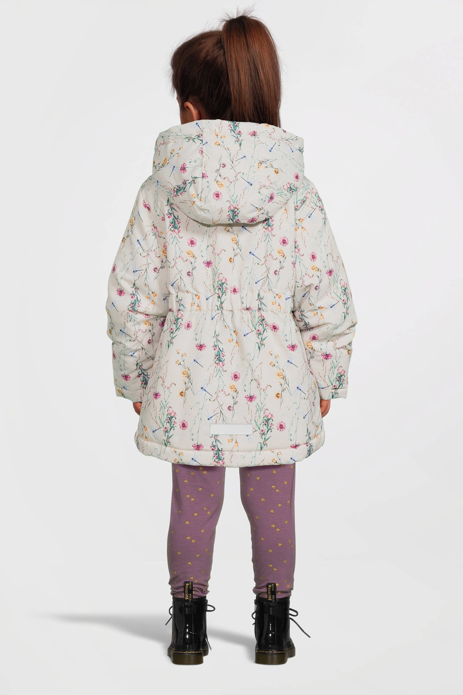 NAME IT gebloemde winterjas NMFMAXI beige/roze