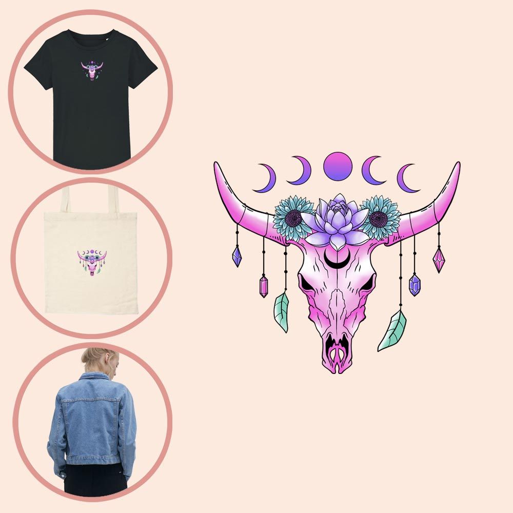 Kleding transfer Purple Skull