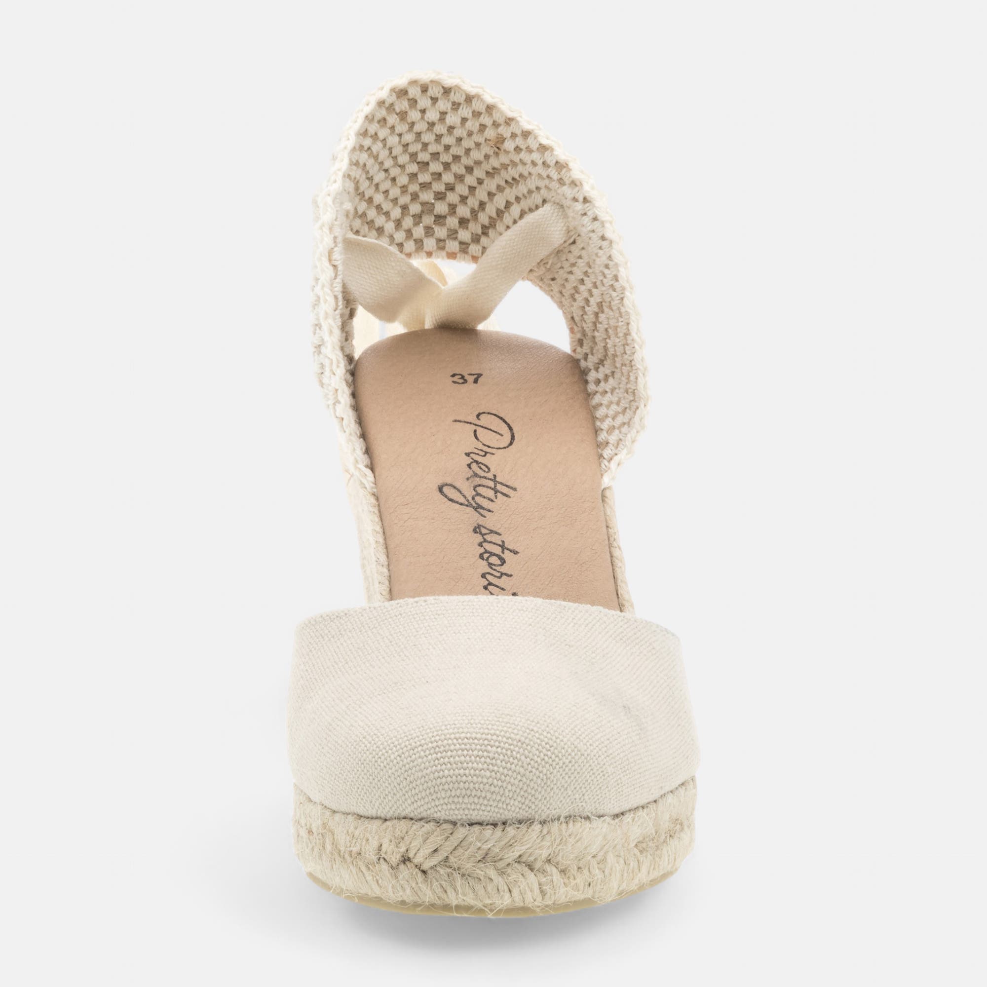 Espadrilles à talon compensé Femme beige