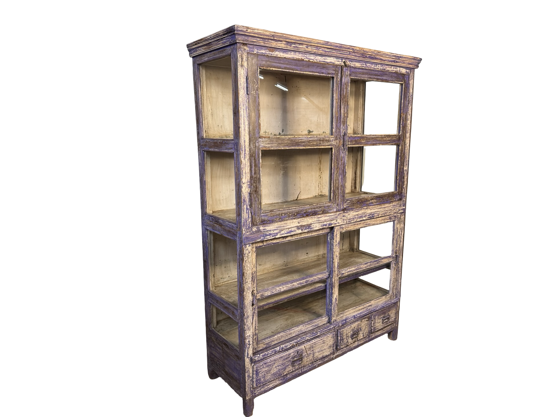 Vitrinekast 4deur 3lades paars/blauw