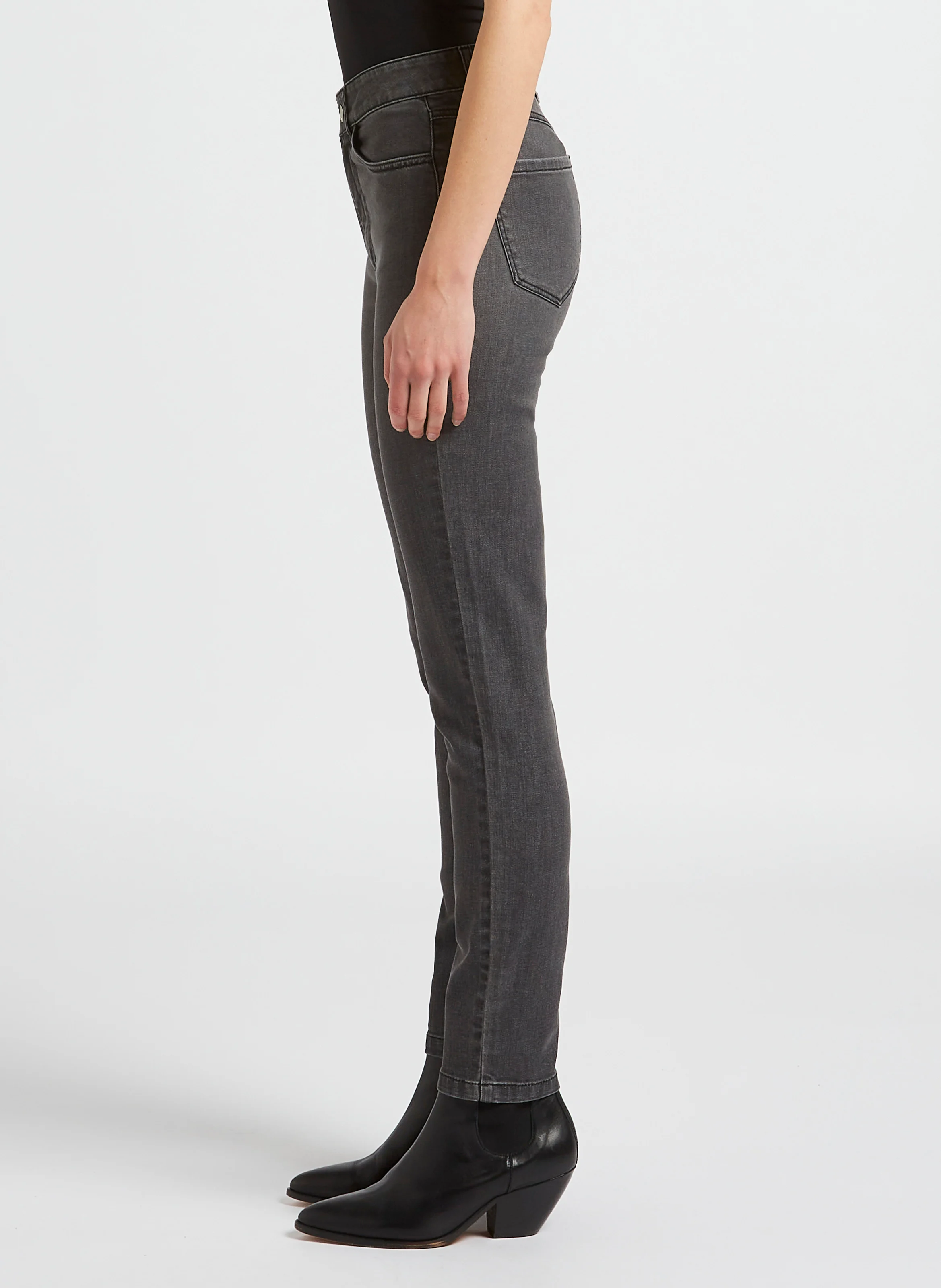 Jean slim taille haute en coton stretch | Gris