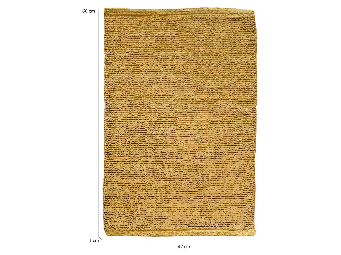 Tapis de salle de bain 40 x 60 cm en coton jaune moutarde - PEPPO