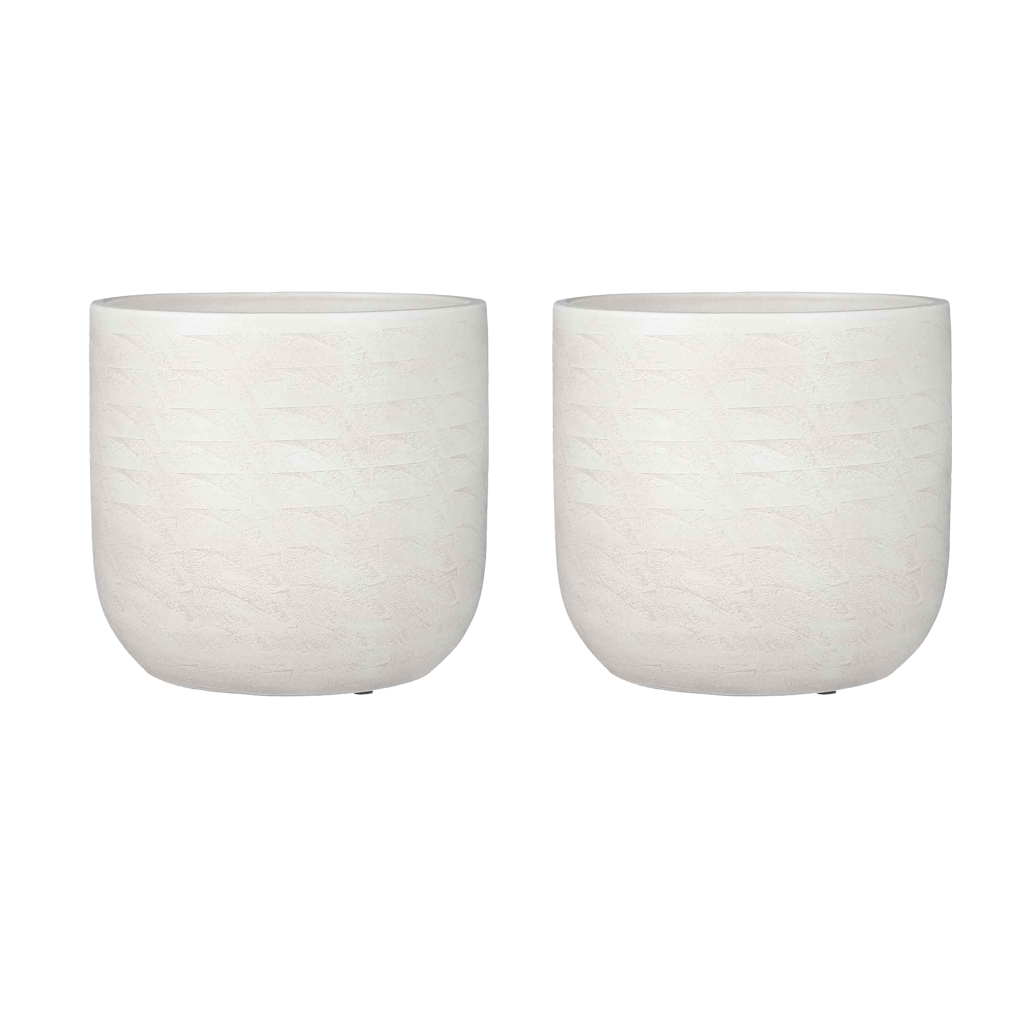 Mica decorations pot de fleur nora - 25x25x24 cm - terre cuite - blanc - set de 2
