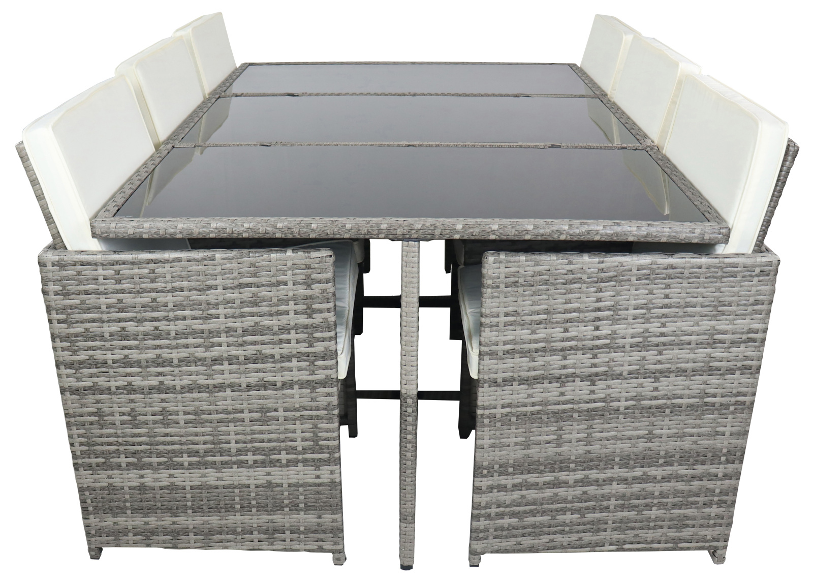 7-teiliges Gartenmöbel-Set - grau - Rattan - 170 cm