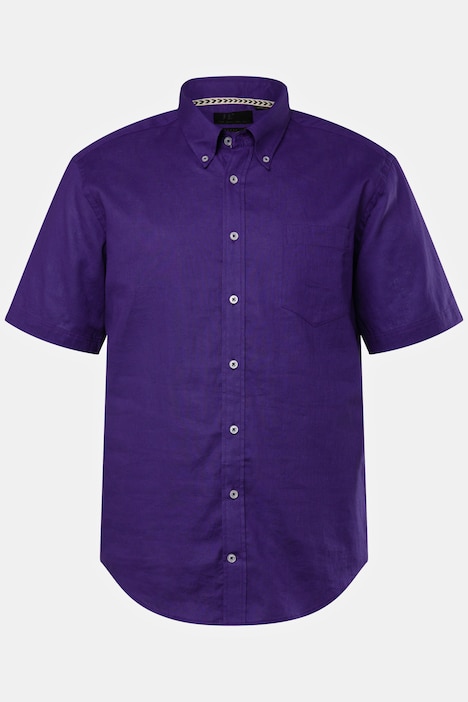 Leinenmix-Hemd, Halbarm, Buttondown-Kragen, Modern Fit