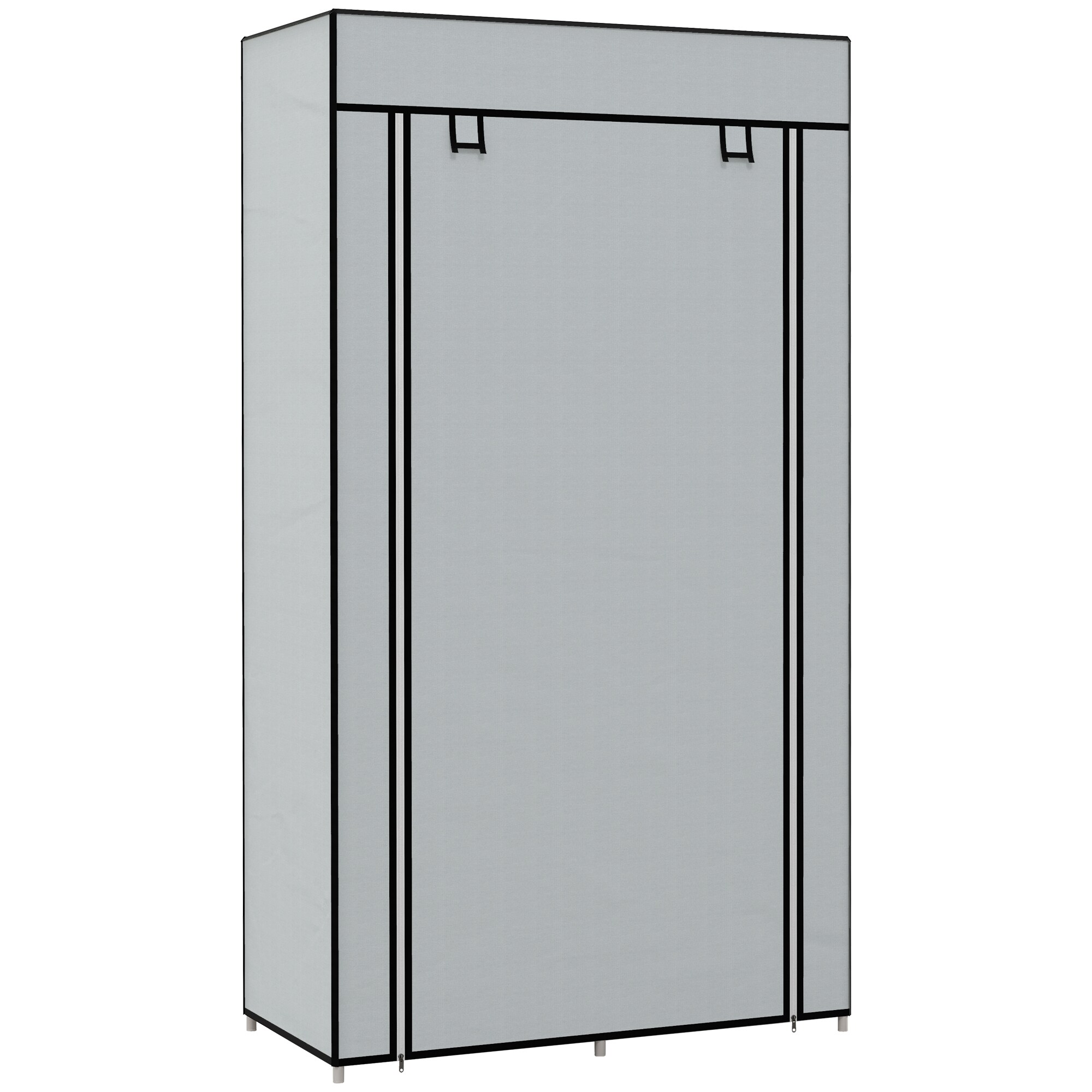 HOMCOM Stoffkleiderschrank mit Reißverschlusstüren grau 83L x 42,5B x 162,5Hcm