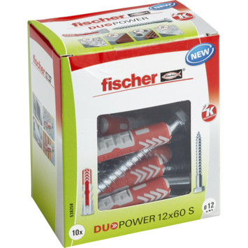 Fischer Universeelplug DuoPower 12x60mm met zeskantschroef 10 stuks