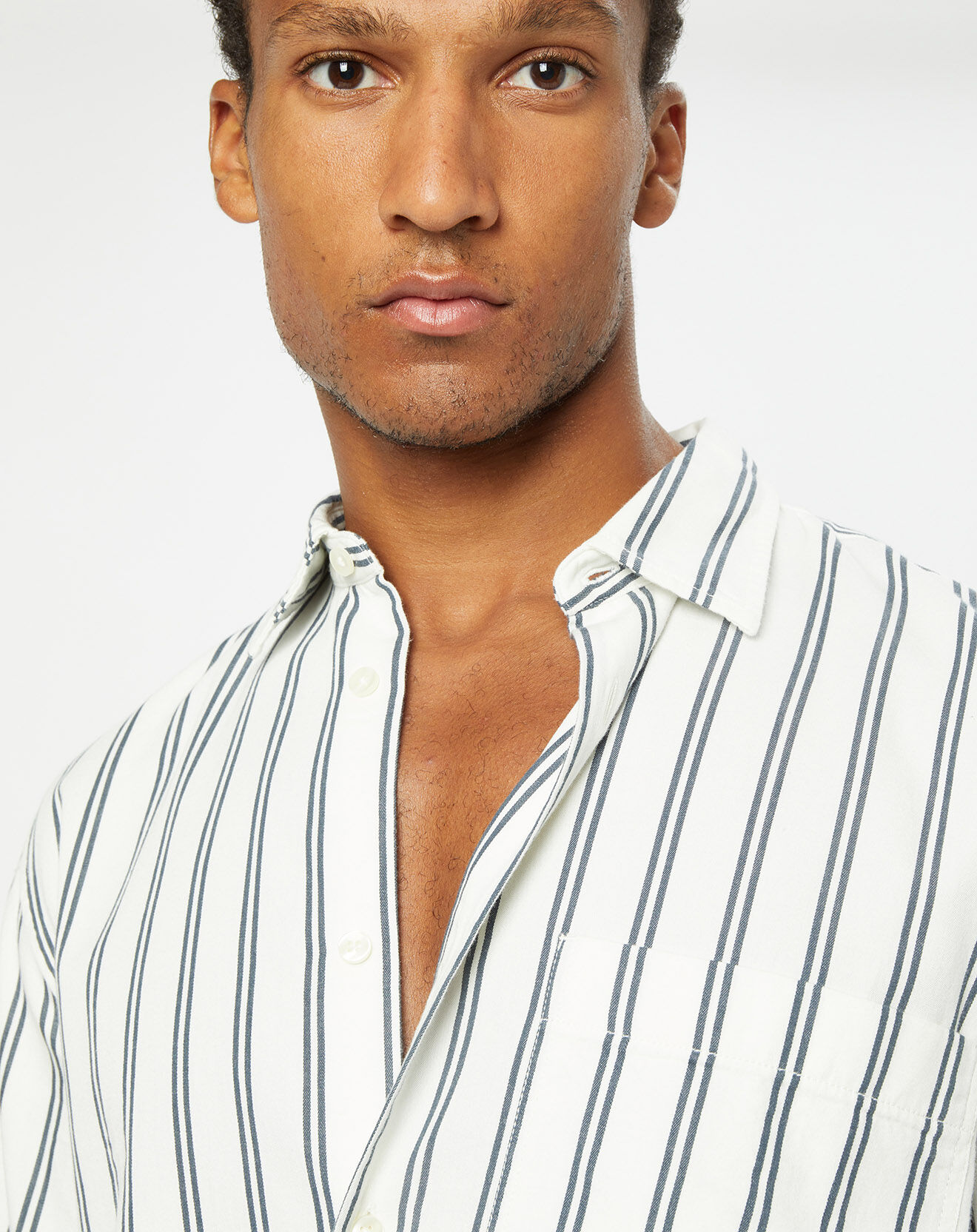 Marc O'Polo Chemise manches longues Rayée Poche blanc/noir