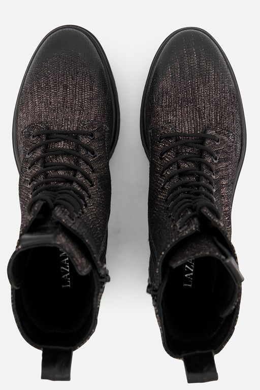 Lazamani Metallic Veterboots grijs Leer