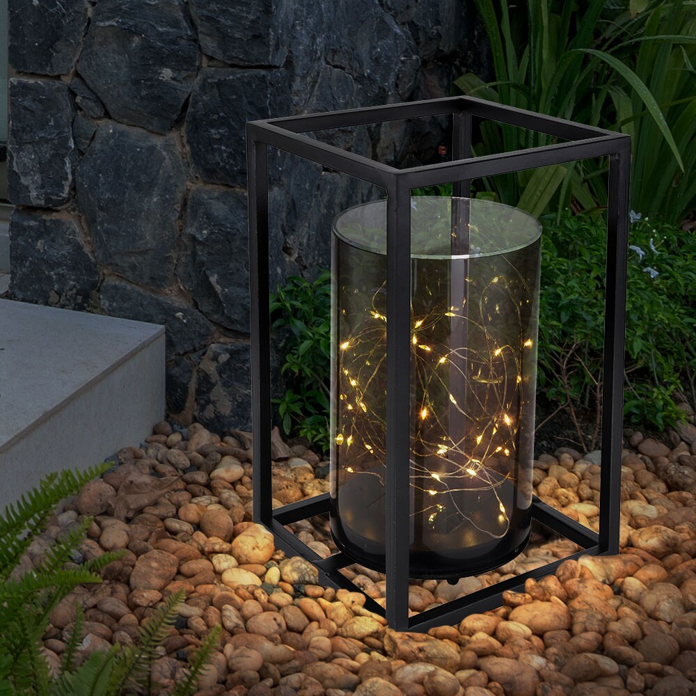 LED Solarleuchte, Gartendeko, schwarz, Lichterkette, H 28 cm